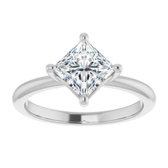 2mm Kite-Set Princess cut Moissanite Solitaire Ring