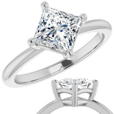 2mm Kite-Set Princess cut Moissanite Solitaire Ring