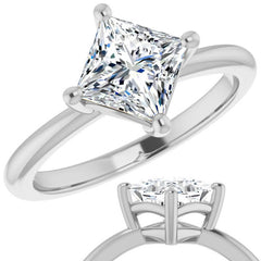 2mm Kite-Set Princess cut Moissanite Solitaire Ring