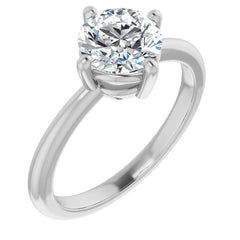 2mm Kite-Set Round Brilliant Moissanite Solitaire Ring