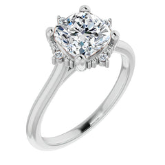 Petite Halo Cushion Moissanite Cathedral Engagement Ring