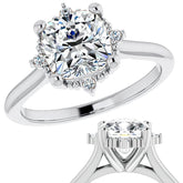 Petite Halo Cushion Moissanite Cathedral Engagement Ring