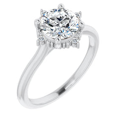 Petite Halo Round Brilliant Moissanite Cathedral Engagement Ring
