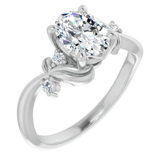 Oval Floral Detail Moissanite Engagement Ring