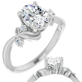 Oval Floral Detail Moissanite Engagement Ring