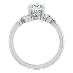 Pear Floral Detail Moissanite Engagement Ring