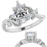 Pear Floral Detail Moissanite Engagement Ring