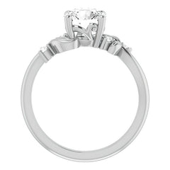 Round Floral Detail Moissanite Engagement Ring