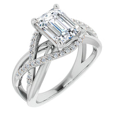 Multi-Band Emerald / Radiant Moissanite Infinity Engagement Ring