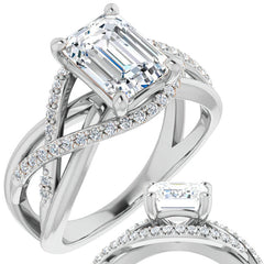 Multi-Band Emerald / Radiant Moissanite Infinity Engagement Ring