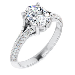 Split Shank Knife Edge Oval Moissanite Engagement Ring