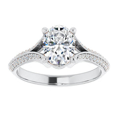 Split Shank Knife Edge Oval Moissanite Engagement Ring