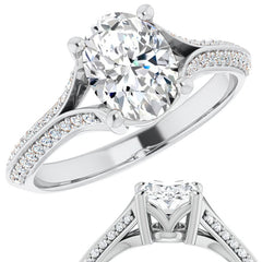 Split Shank Knife Edge Oval Moissanite Engagement Ring
