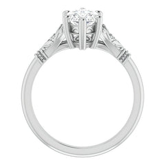 Marquise Split Shank Moissanite Engagement Ring with Scroll Accents
