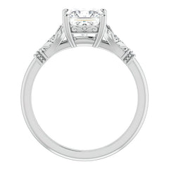 Princess Split Shank Moissanite Engagement Ring with Scroll Accents