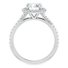 Round Split Shank Cathedral Halo Moissanite Engagement Ring