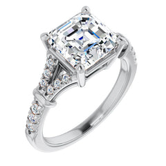 Split Shank Asscher Moissanite Engagement Ring