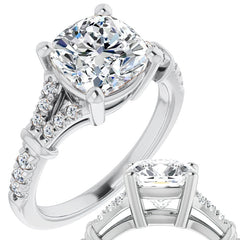 Split Shank Cushion Moissanite Engagement Ring