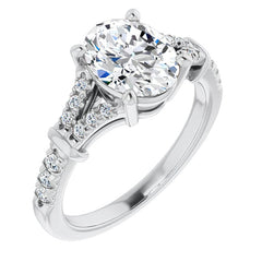 Split Shank Oval Moissanite Engagement Ring
