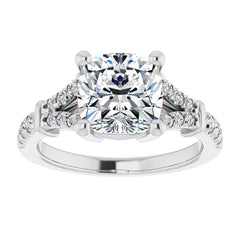 Split Shank Cushion Moissanite Engagement Ring