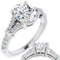Split Shank Oval Moissanite Engagement Ring