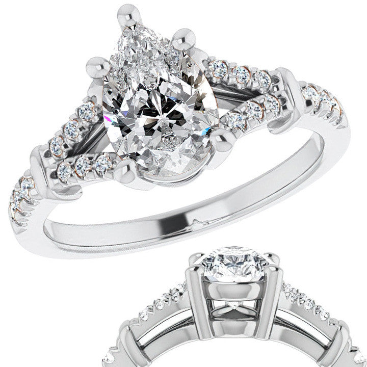 Split Shank Pear Moissanite Engagement Ring