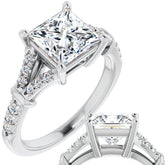 Split Shank Princess cut Moissanite Engagement Ring