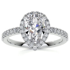 Pear Basket Halo Moissanite Engagement Ring