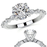 Round Scalloped Single Prong Moissanite Engagement Ring