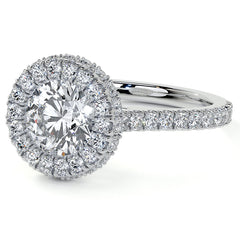 Round Bezel Cathedral Halo Moissanite Engagement Ring