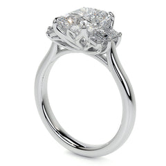 Emerald / Radiant and Princess Trellis Moissanite Engagement Ring
