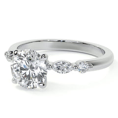 Single Prong Round Scalloped Moissanite Engagement Ring