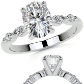 Single Prong Oval Scalloped Moissanite Engagement Ring