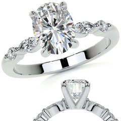Single Prong Oval Scalloped Moissanite Engagement Ring