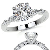 Single Prong Round Scalloped Moissanite Engagement Ring