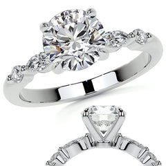 Single Prong Round Scalloped Moissanite Engagement Ring