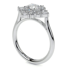 Cushion Petal Inspired Halo Moissanite Cathedral Engagement Ring