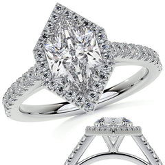 Duchess Marquise Halo Moissanite Engagement Ring