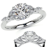 Round and Marquise Nature Inspired Trellis Moissanite Engagement