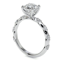 Round Scalloped Moissanite Engagement Ring
