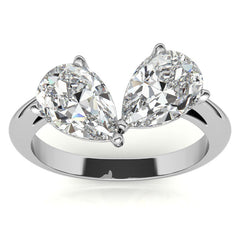 Unique Pear Two-Stone Moissanite Engagement Ring