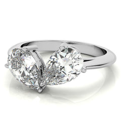 Unique Pear Two-Stone Moissanite Engagement Ring