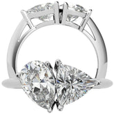Unique Pear and Trillion Two-Stone Moissanite Engagement Ring