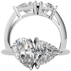 Unique Pear and Trillion Two-Stone Moissanite Engagement Ring