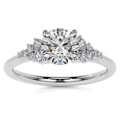 Round Trellis Cluster Cathedral Moissanite Engagement Ring