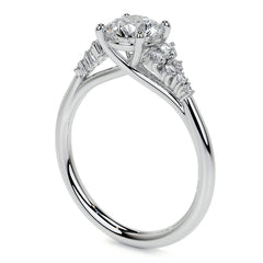 Round Trellis Cluster Cathedral Moissanite Engagement Ring