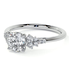 Round Trellis Cluster Cathedral Moissanite Engagement Ring