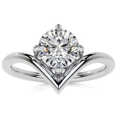 Round NSEW V-Shaped Moissanite Solitaire Ring