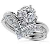Round NSEW V-Shaped Moissanite Solitaire Ring