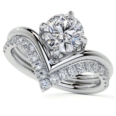 Round NSEW V-Shaped Moissanite Solitaire Ring